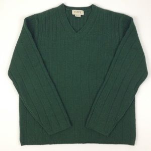 J Crew V-Neck Wool Sweater M Hunter Green
